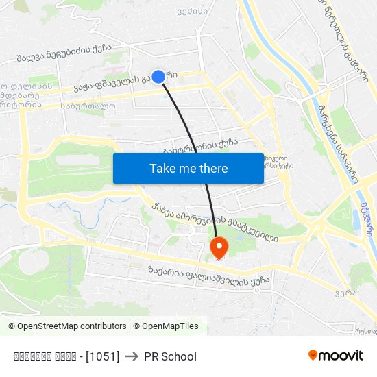 ჭილაძის ქუჩა - [1051] to PR School map