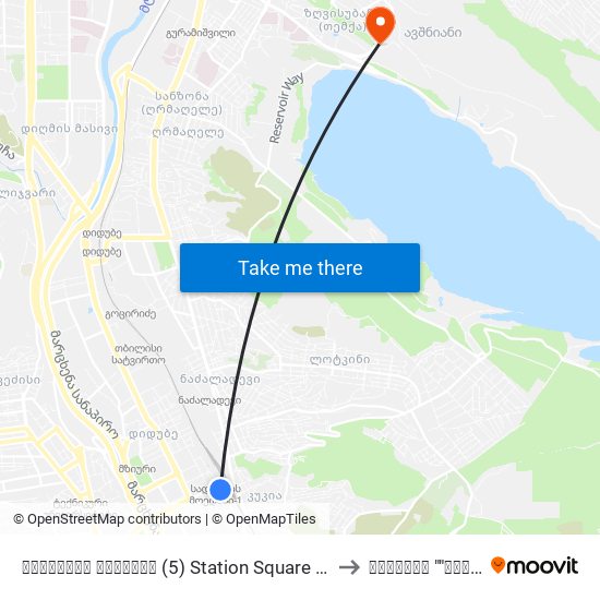 სადგურის მოედანი (5) Station Square (5) - Id:3076 to კლინიკა ""ჯერარსი"" map