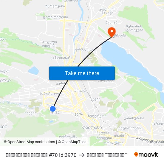 ჭავჭავაძის გამზირი #70 Id:3970 to კლინიკა ""ჯერარსი"" map
