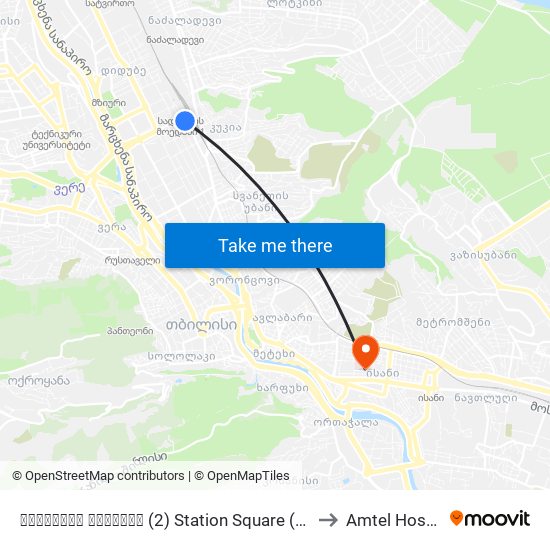 სადგურის მოედანი (2) Station Square (2) - Id:799 to Amtel Hospitali map