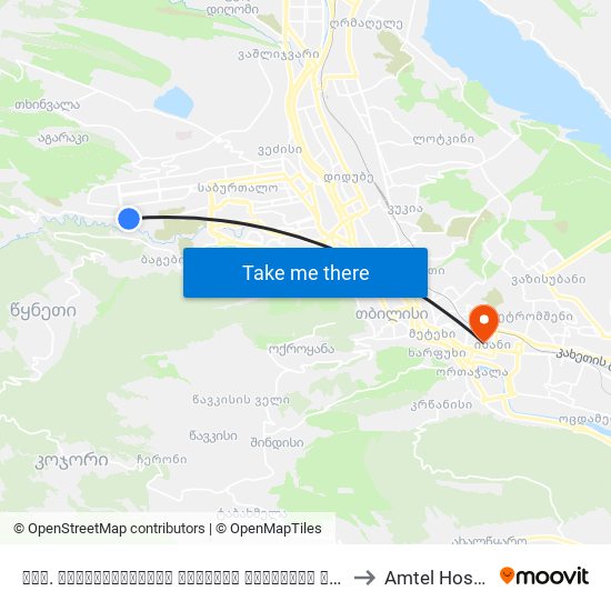 სახ. უნივერსიტეტის მაღლივი კორპუსის წინ Id:3792 to Amtel Hospitali map