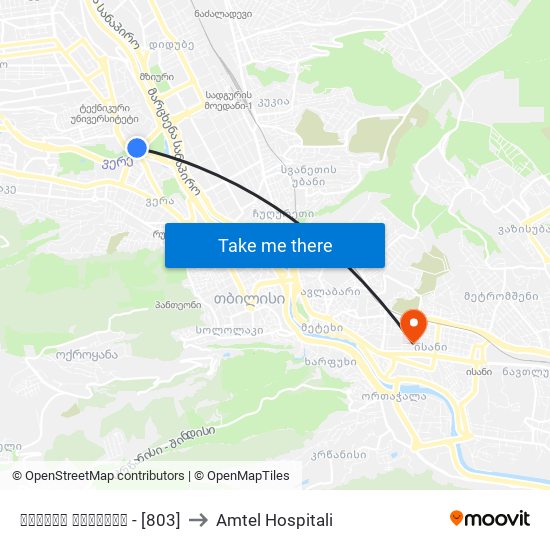 გმირთა მოედანი - [803] to Amtel Hospitali map
