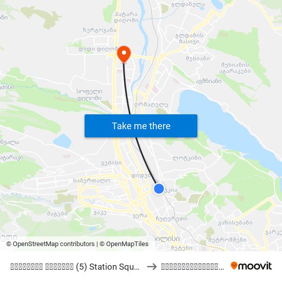სადგურის მოედანი (5) Station Square (5) - Id:3076 to ტრავმატოლოგიური კლინიკა map