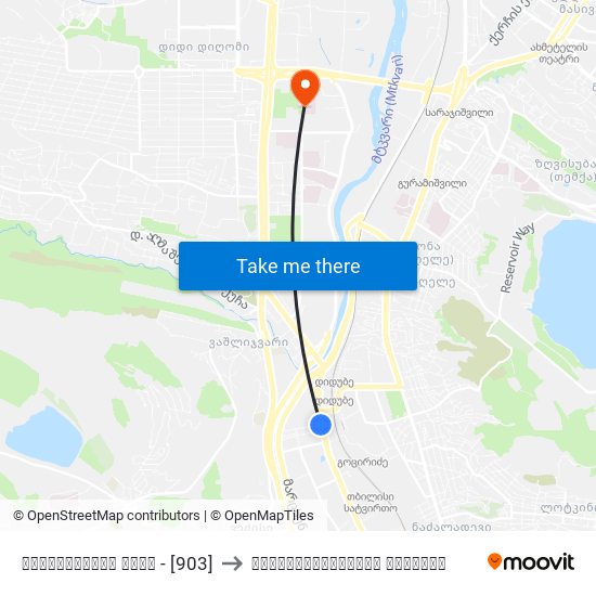 მირცხულავას ქუჩა - [903] to ტრავმატოლოგიური კლინიკა map