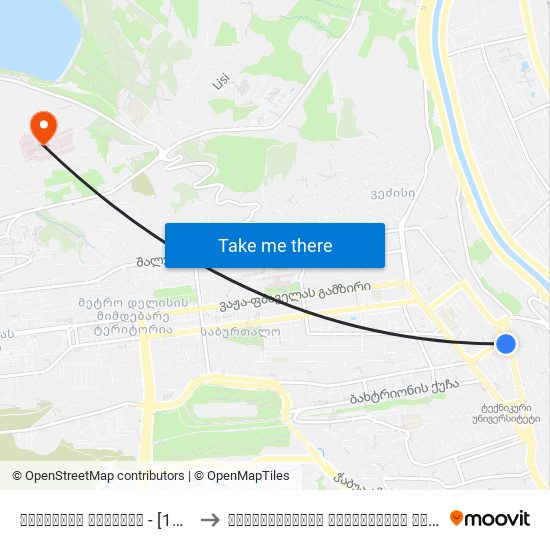 სააკაძის მოედანი   - [1007] to უნივერსალური სამედიცინო ცენტრი map