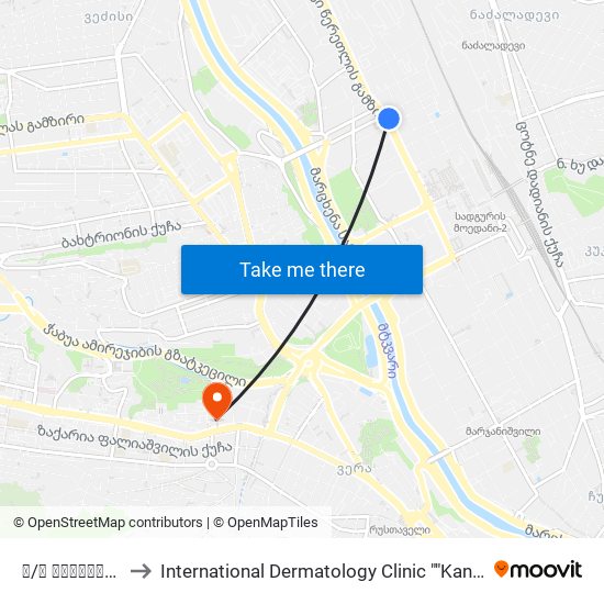 მ/ს წერეთელი to International Dermatology Clinic ""Kani"" map