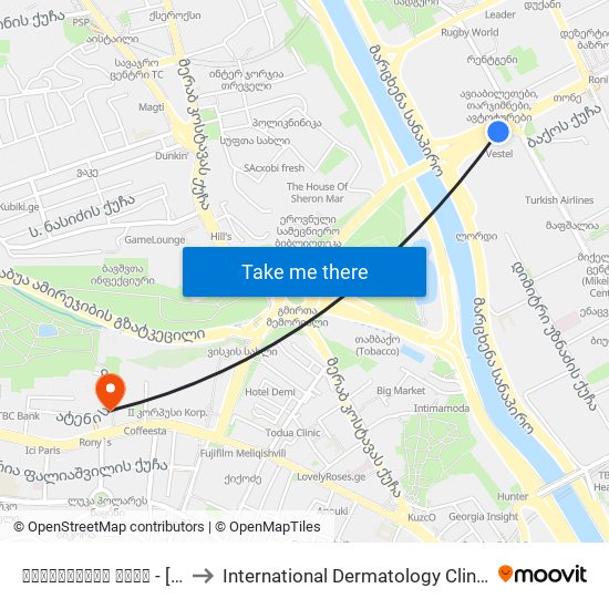 კვინიტაძის ქუჩა - [2126] to International Dermatology Clinic ""Kani"" map