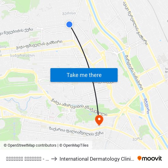 ჟვანიას მოედანი - [937] to International Dermatology Clinic ""Kani"" map