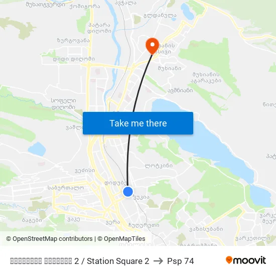 სადგურის მოედანი 2 / Station Square 2 to Psp 74 map