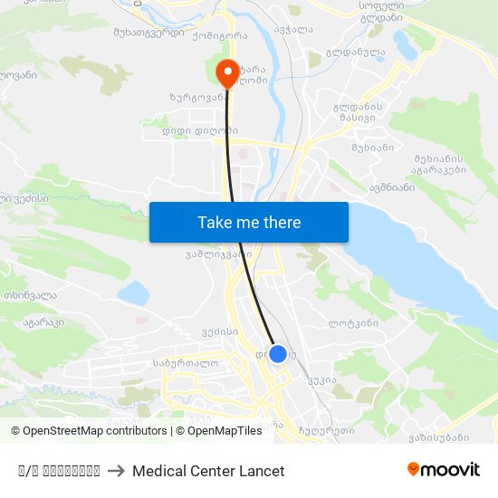 მ/ს წერეთელი to Medical Center Lancet map