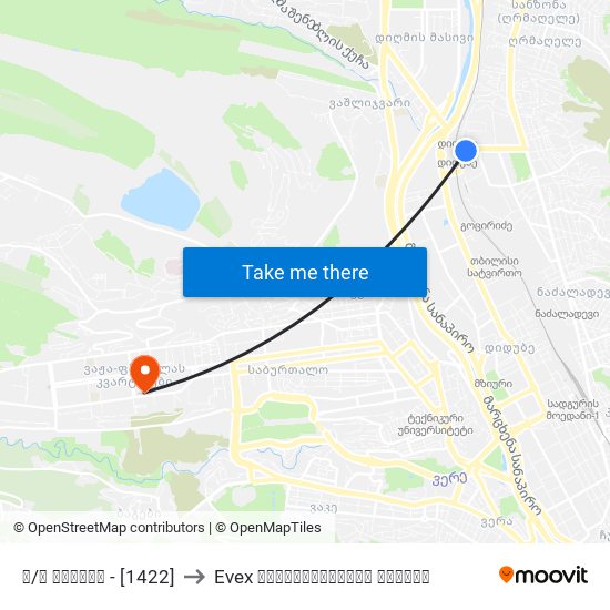 მ/ს დიდუბე - [1422] to Evex დიაგნოსტიკური ცენტრი map