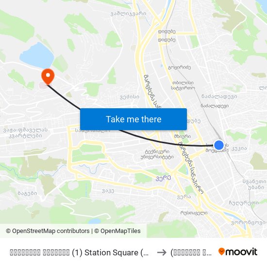 სადგურის მოედანი (1) Station Square (1) - Id:3072 to (სისხლის ბანკი) map