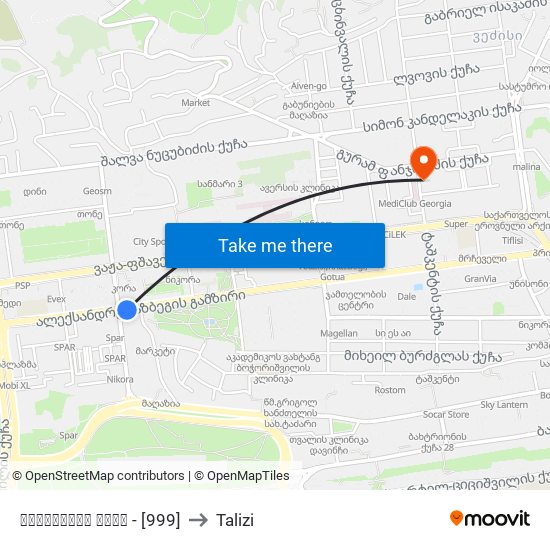 კარტოზიას ქუჩა - [999] to Talizi map
