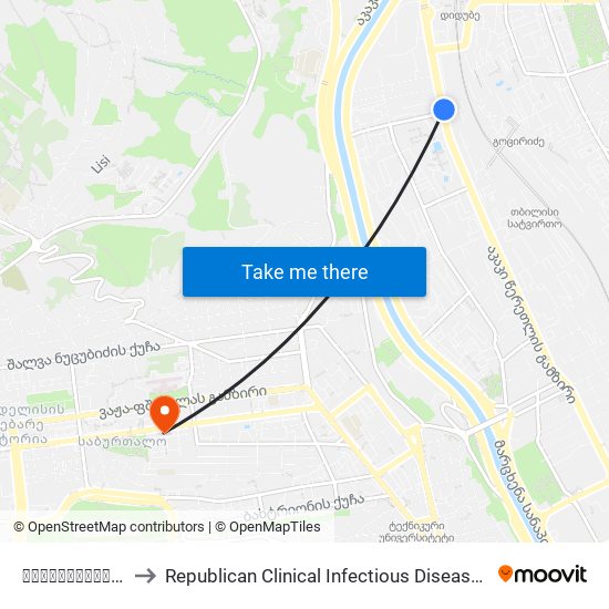 სამტრედიის ქუჩა to Republican Clinical Infectious Diseases Hospital map