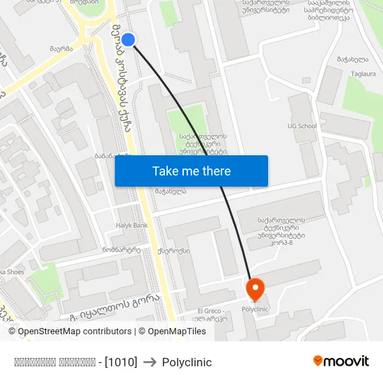 სააკაძის მოედანი   - [1010] to Polyclinic map