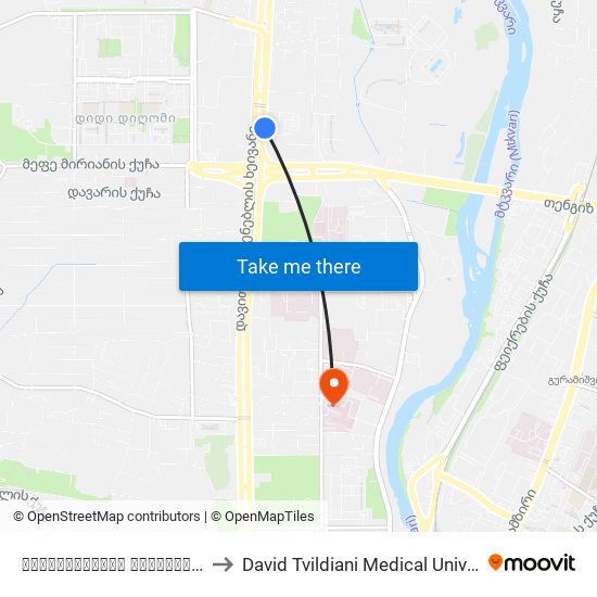 აღმაშენებლის ხეივანი #13 to David Tvildiani Medical University map