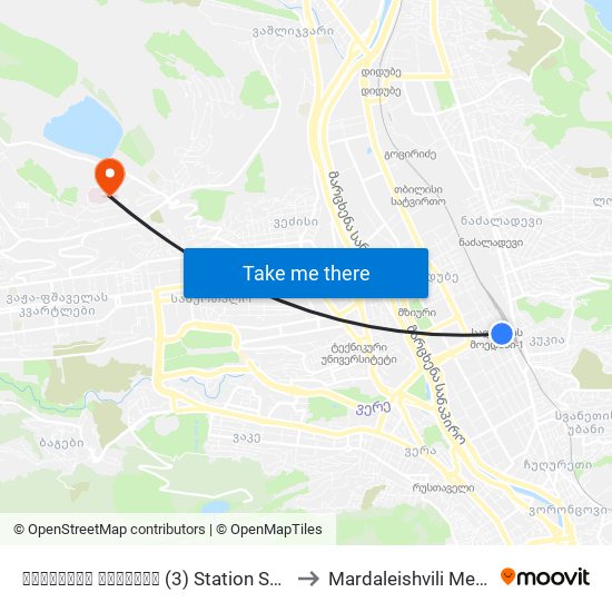 სადგურის მოედანი (3) Station Square (3) - Id:3074 to Mardaleishvili Medical Centre map