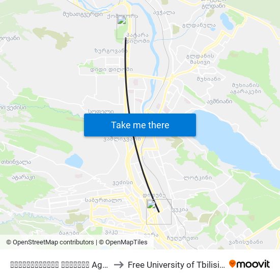 აღმაშენებლის გამზირი Agmashenebeli Ave.-  Id:2786 to Free University of Tbilisi | თავისუფალი უნივერსიტეტი map