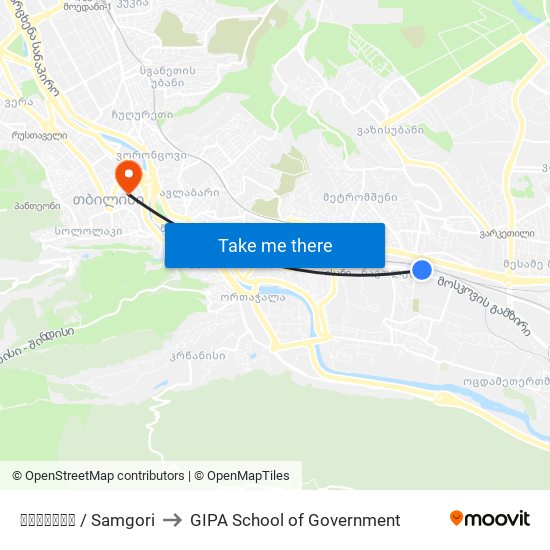სამგორი / Samgori to GIPA School of Government map