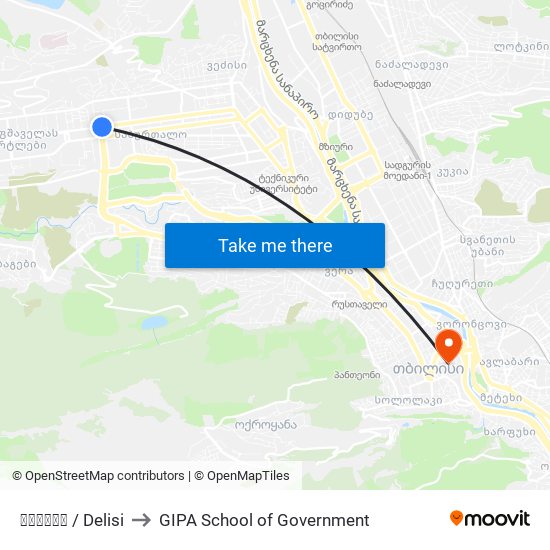 დელისი / Delisi to GIPA School of Government map