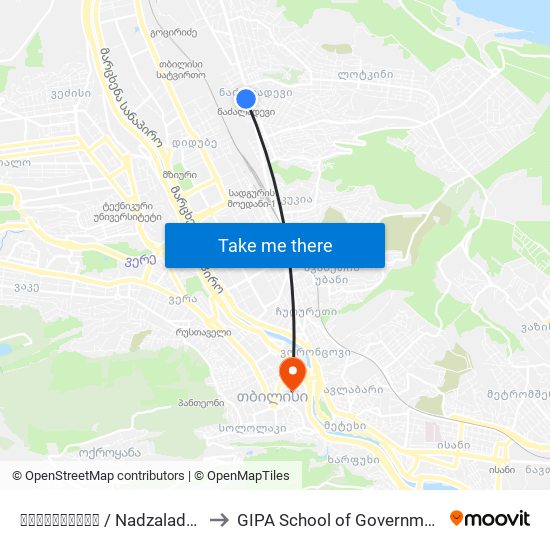 ნაძალადევი / Nadzaladevi to GIPA School of Government map