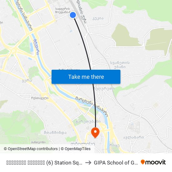 სადგურის მოედანი (6) Station Square (6) - Id:3075 to GIPA School of Government map