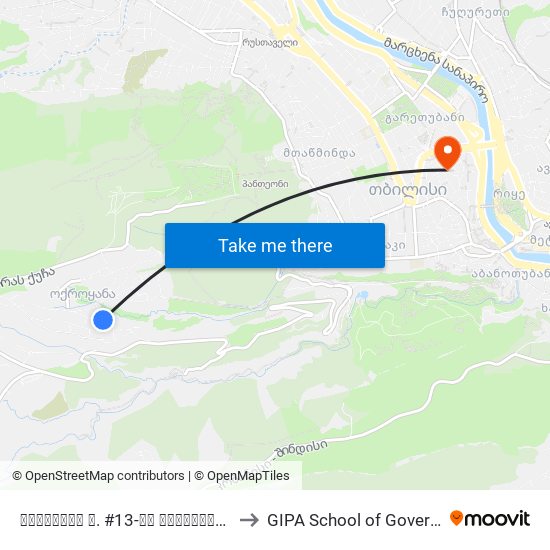 თბილისის ქ. #13-ის პირდაპირ - 3720 to GIPA School of Government map