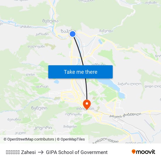 ზაჰესი Zahesi to GIPA School of Government map