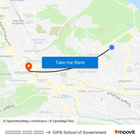 თბილისის ზღვის პლაზა to GIPA School of Government map