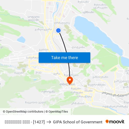 ახალდაბის ქუჩა - [1427] to GIPA School of Government map