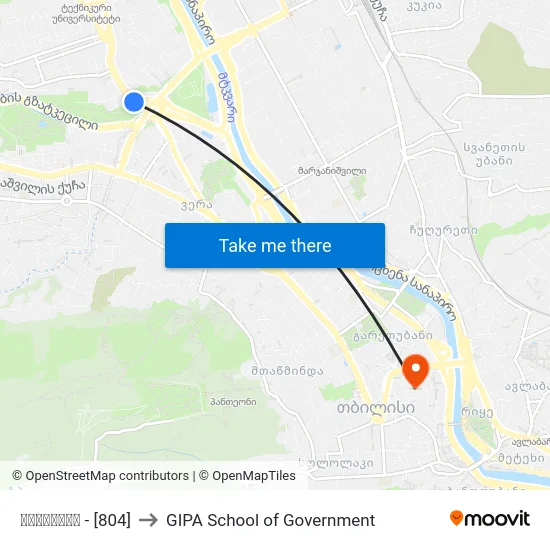 ზოოპარკი - [804] to GIPA School of Government map