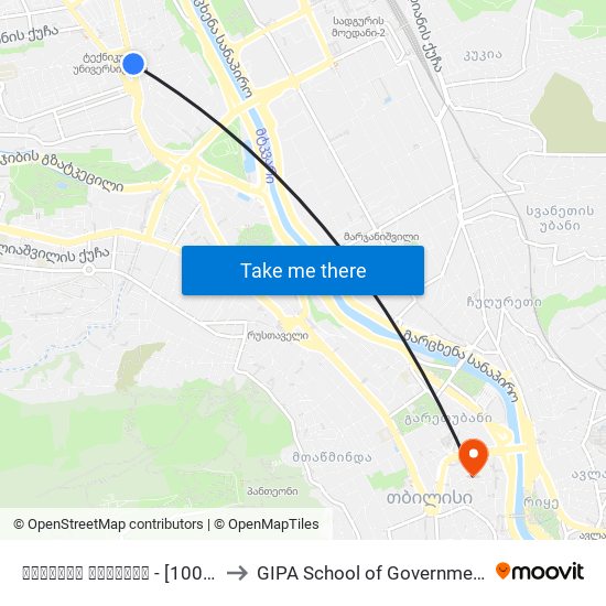 სპორტის სასახლე - [1009] to GIPA School of Government map