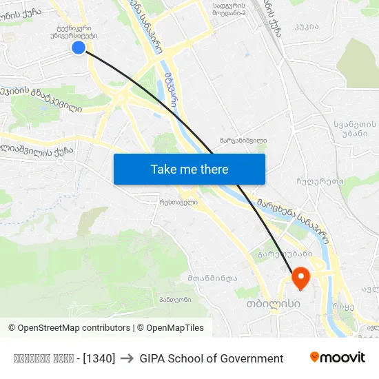 დოლიძის ქუჩა - [1340] to GIPA School of Government map