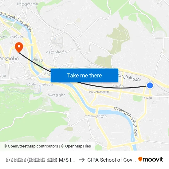 მ/ს ისანი (აწყურის ქუჩა) M/S Isani  Id:1702 to GIPA School of Government map