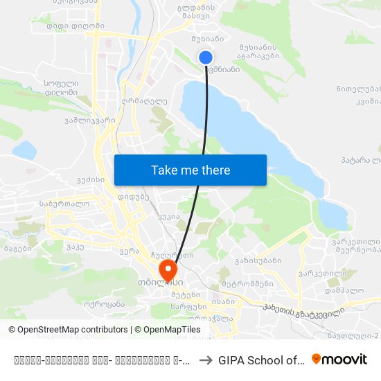 თემქა-მუხიანის გზა- ლეკიშვილის ქ-ის გადაკვეთასთან - [2096] to GIPA School of Government map