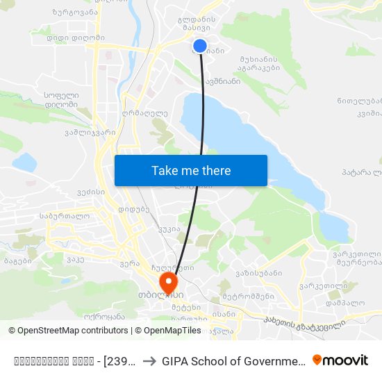 ნონეშვილის ქუჩა - [2396] to GIPA School of Government map