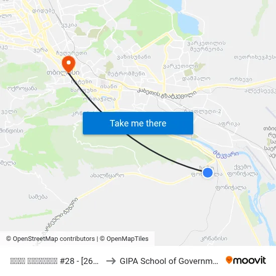 ზემო ფონიჭალა #28 - [2663] to GIPA School of Government map