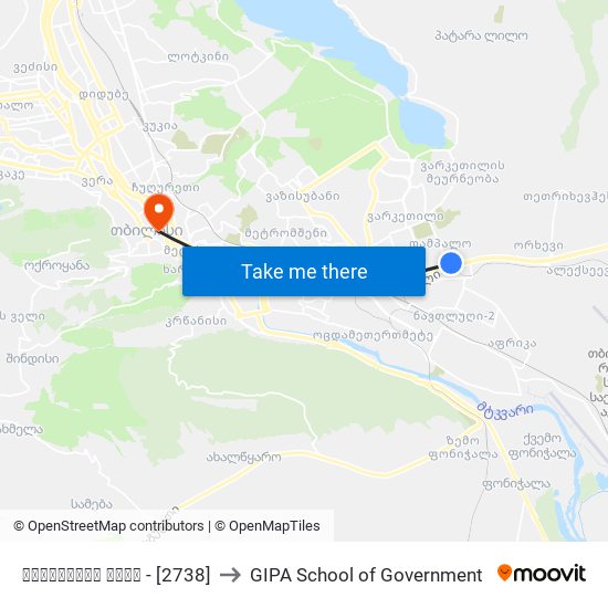 გახოკიძის ქუჩა - [2738] to GIPA School of Government map