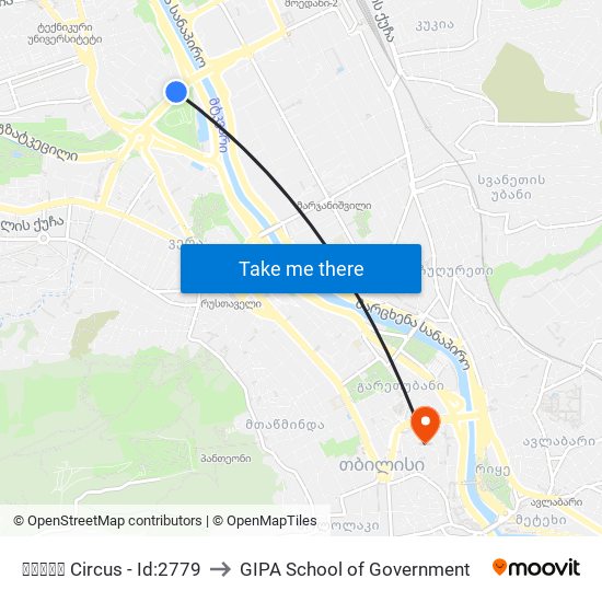 ცირკი Circus - Id:2779 to GIPA School of Government map
