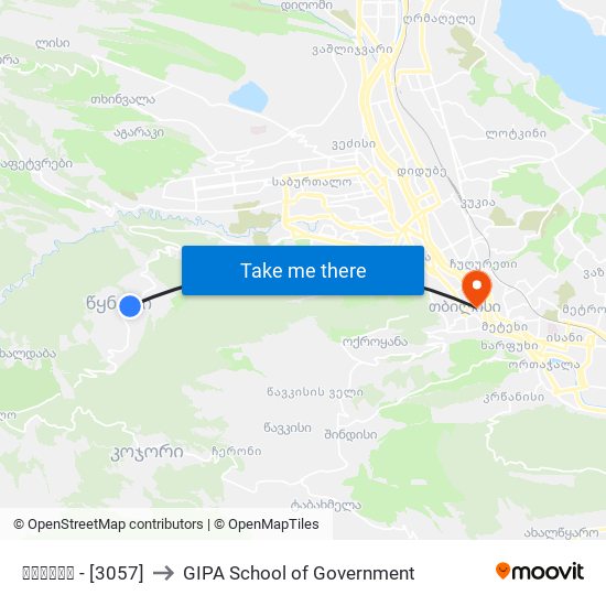 წყნეთი - [3057] to GIPA School of Government map