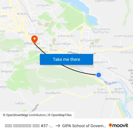 ემირ ბურჯანაძის ქუჩა #37 - 3485 to GIPA School of Government map