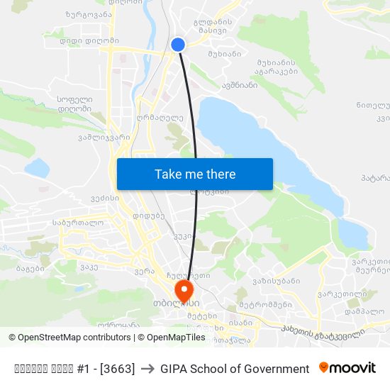 ქერჩის ქუჩა #1 - [3663] to GIPA School of Government map
