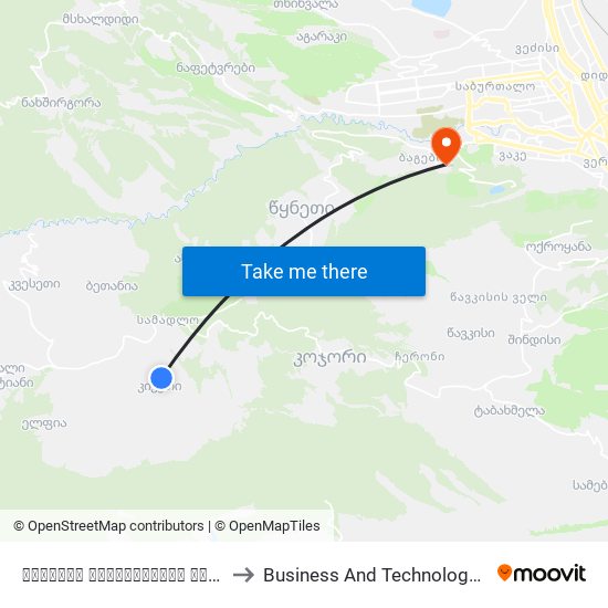ექვთიმე თაყაიშვილის და 26 მაისის ქუჩების გადაკვეთის მიმდებარედ - 3788 to Business And Technology University || ბიზნესისა და ტექნოლოგიების უნივერსიტეტი map