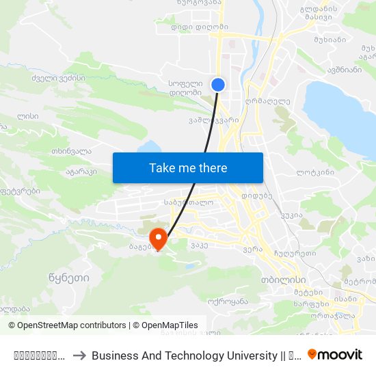 რესტორანი "მონოპოლი" to Business And Technology University || ბიზნესისა და ტექნოლოგიების უნივერსიტეტი map