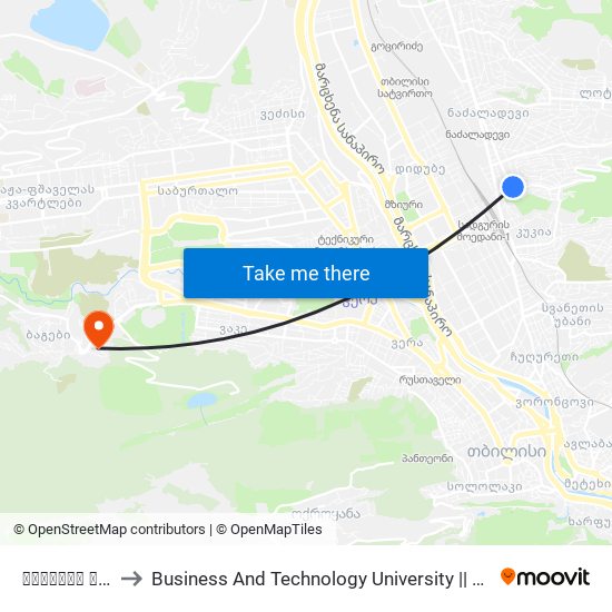 პრავდას ქუჩა - [2278] to Business And Technology University || ბიზნესისა და ტექნოლოგიების უნივერსიტეტი map