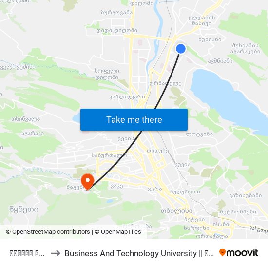 ურეკის ქუჩა - [1132] to Business And Technology University || ბიზნესისა და ტექნოლოგიების უნივერსიტეტი map