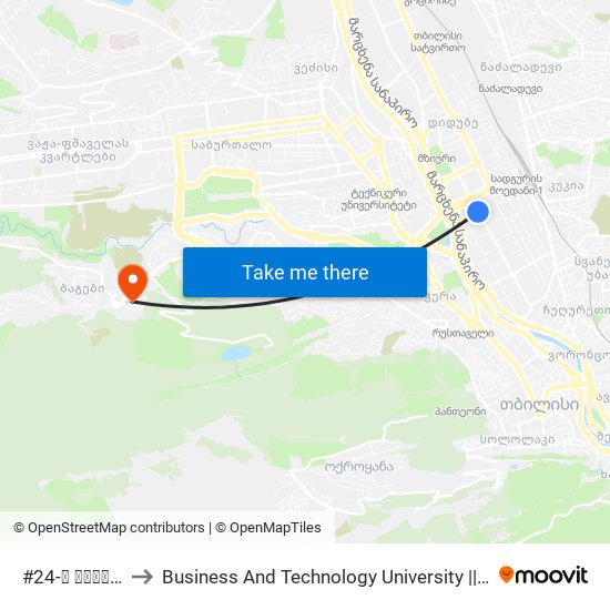 #24-ე საჯარო სკოლა - 801 to Business And Technology University || ბიზნესისა და ტექნოლოგიების უნივერსიტეტი map