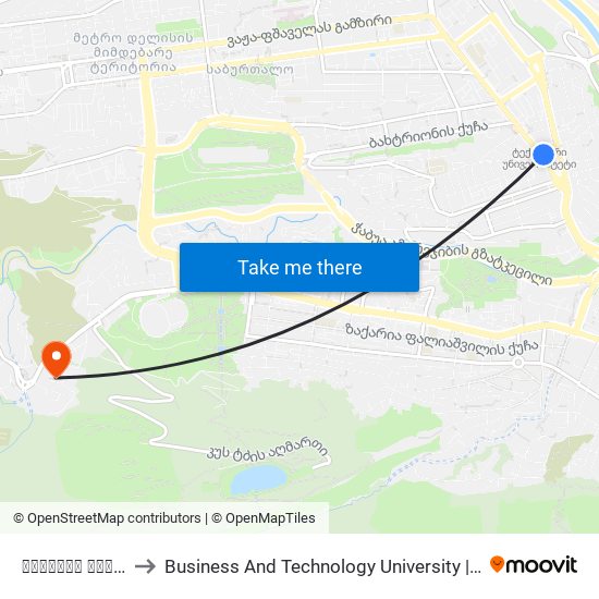 პეკინის გამზირი #3 - [926] to Business And Technology University || ბიზნესისა და ტექნოლოგიების უნივერსიტეტი map