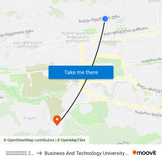 ნუცუბიძის ქუჩა #22 - [946] to Business And Technology University || ბიზნესისა და ტექნოლოგიების უნივერსიტეტი map