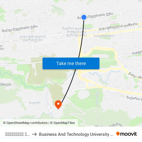ნუცუბიძის ქუჩა #53 - [950] to Business And Technology University || ბიზნესისა და ტექნოლოგიების უნივერსიტეტი map